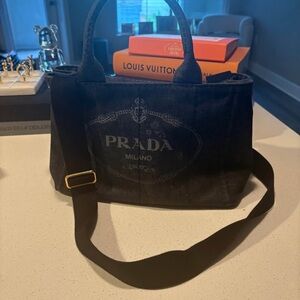 Prada Black Canvas Tote Bag